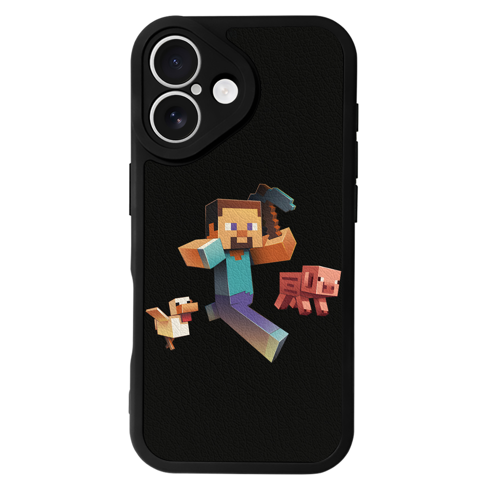（画像用） マインクラフト ブロックの世界 Minecraft MC Block world 【iPhone 16シリーズ対応】シリコンスマホケース（レザー調） 材質：シリコン
